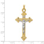 14k Two-tone INRI Hollow Crucifix Pendant - Image 3