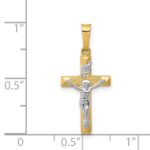 14k Two-tone INRI Hollow Crucifix Pendant - Image 3