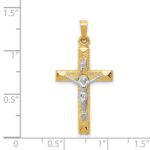 14k Two-tone INRI Hollow Crucifix Pendant - Image 3