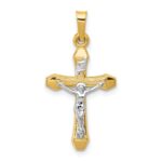 14k Two-tone INRI Hollow Crucifix Pendant