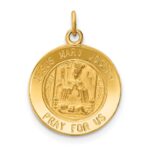 14k Polished and Satin Solid Jesus, Mary, Joseph Medal Round Charm