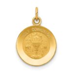 14k Polished and Satin Solid HOLY COMMUNION Round Charm