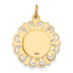 14k Polished and Satin Solid Saint Christopher Medal Scalloped Edge Round Charm - Image 4