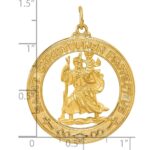 14k Polished and Satin Solid Large Cut-out St. Christopher Medal Round Pendant - Image 3