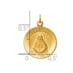 14k Polished and Satin Solid Mother Cabrini Medal Round Charm - Image 3