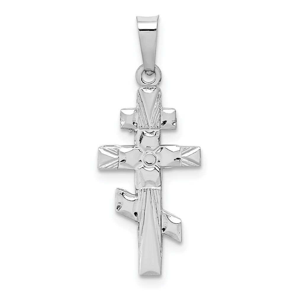 XR498.jpg 14k White Gold Eastern Orthodox Cross Charm - Image 1