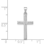 14k White Gold Hollow Cross Pendant - Image 3