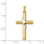 14K Two-Tone Hollow Cross with Drape Charm - Image 3