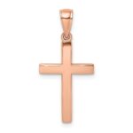 14K Rose Gold Polished Beveled Cross Charm