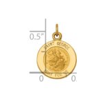 14k Polished and Satin Solid Saint George Medal Round Charm - Image 3