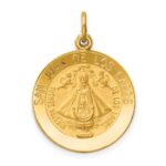 14k Polished and Satin Solid San Juan De Los Lagos Medal Round Pendant