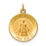 14k Polished and Satin Solid Infant of Prague Medal Round Charm