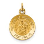 14k Polished and Satin Solid Our Lady of Mt. Carmel Medal Round Charm