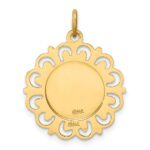 14k Polished and Satin Solid Our Lady of Mt. Carmel Medal Scalloped Edge Round Charm - Image 4