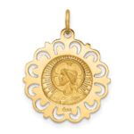 14k Polished and Satin Solid Matka Boska Czestochowska Medal Reversible Scalloped Edge Round Pendant - Image 4