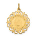 14k Polished and Satin Solid Our Lady of Fatima Medal Scalloped Edge Round Pendant - Image 4