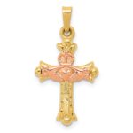 14k Two-tone Claddagh Cross Pendant