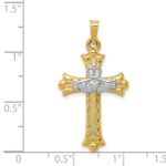 14k Two-tone Claddagh Cross Pendant - Image 3