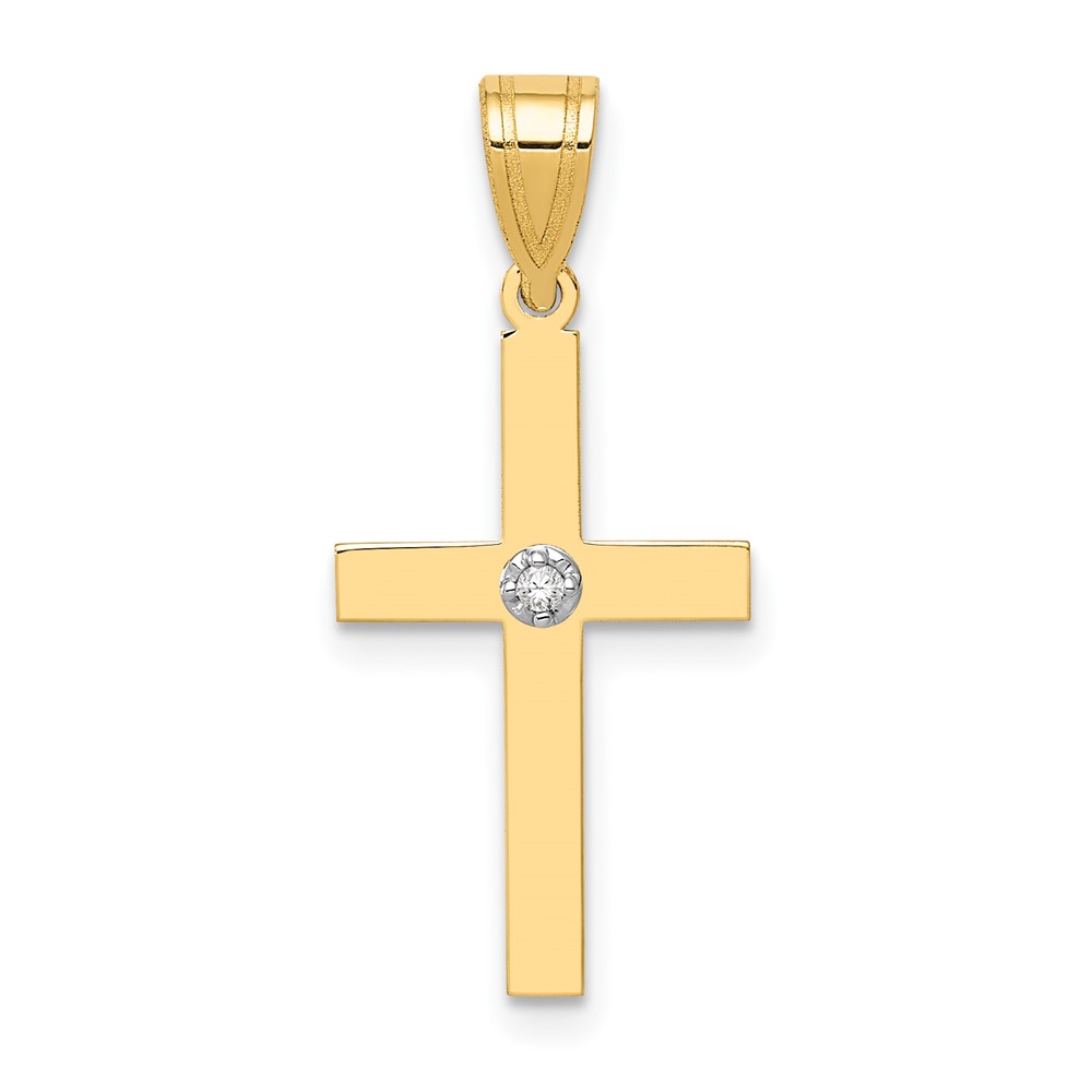 XR775.jpg 14k Polished .01 carat Diamond Cross Pendant - Image 1