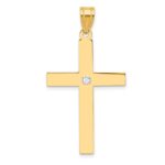 14k Polished .02 carat Diamond Cross Pendant