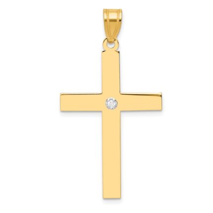14k Polished .02 carat Diamond Cross Pendant