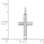 14K White Gold Laser Designed Cross Charm - Image 3