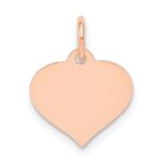 14k Rose Gold Plain .011 Gauge Engravable Heart 14x12mm Disc Charm