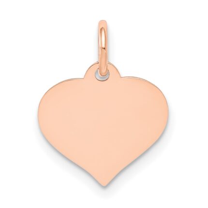 14k Rose Gold Plain .018 Gauge Engravable Heart 14x12mm Disc Charm