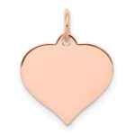 14k Rose Gold Plain .011 Gauge Engravable Heart 15x14mm Disc Charm