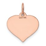 14k Rose Gold Plain .011 Gauge Engravable Heart 15x14mm Disc Charm - Image 3