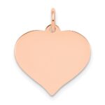 14k Rose Gold Plain .018 Gauge Engravable Heart 16x17mm Disc Charm