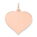 14k Rose Gold Plain .018 Gauge Engravable Heart 19x18mm Disc Charm