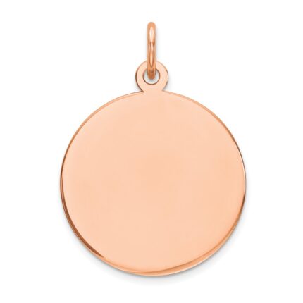 14k Rose Gold Plain .027 Gauge Round Engravable 17mm Disc Charm