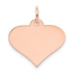 14k Rose Gold Plain .027 Gauge Engraveable Heart 18x19mm Disc Charm