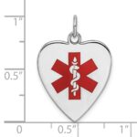 Sterling Silver RH-pltd Engraveable Enamel Sm.Heart Medical Pendant - Image 4