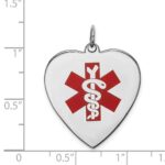 Sterling Silver RH-pltd Engraveable Enamel Lg.Heart Medical Pendant - Image 4