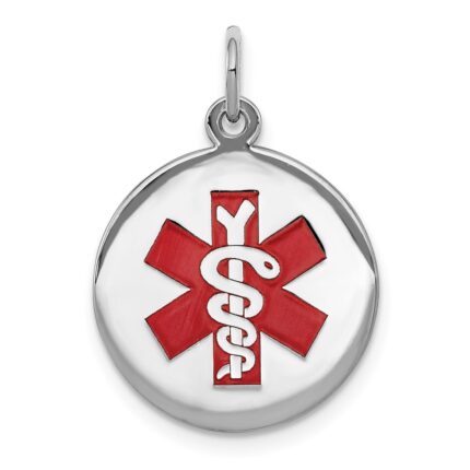 Sterling Silver Rhodium-plated Medical Jewelry Pendant