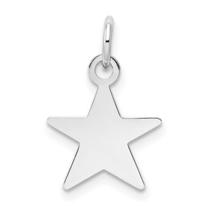 14k White Gold Plain .018 Gauge Engravable 14x11mm Star Disc Charm