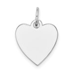 14k White Gold Plain .035 Gauge Engravable Heart 15x14mm Disc Charm