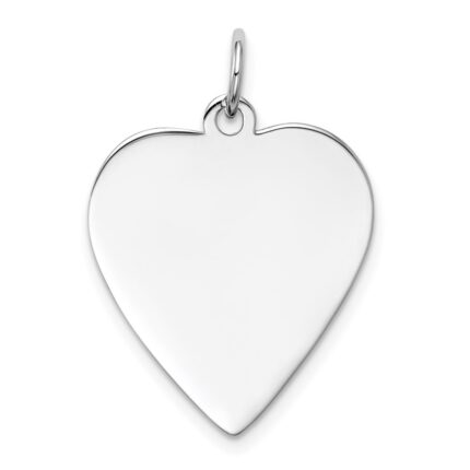 14k White Gold Plain .035 Gauge Engravable Heart 23x19mm Disc Charm