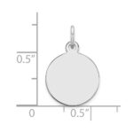 14k White Gold Plain .027 Gauge Round Engravable 12mm Disc Charm - Image 3