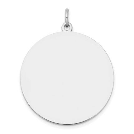 14k White Gold Plain .035 Gauge Round Engravable 25mm Disc Charm