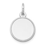14k White Gold Plain with Grooved Edge .018 Gauge Round Engravable 13mm Disc Charm