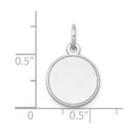 14k White Gold Plain with Grooved Edge .018 Gauge Round Engravable 13mm Disc Charm - Image 3
