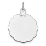 14k White Gold .018 Gauge Engravable Round Scalloped 26x24mm Disc Charm - Image 3