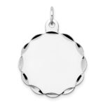 14k White Gold .027 Gauge Engravable Round Scalloped 26x24mm Disc Charm
