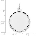 14k White Gold .018 Gauge Engravable Round Scalloped 26x24mm Disc Charm - Image 4