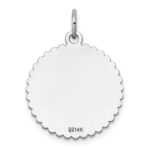 14k White Gold .011 Gauge Engravable Round Scalloped 18mm Disc Charm - Image 3
