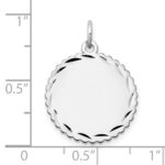14k White Gold .027 Gauge Engravable Round Scalloped 18mm Disc Charm - Image 4