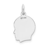 14k White Gold Plain Small.009 Depth Facing Right Engravable Boy Charm - Image 3